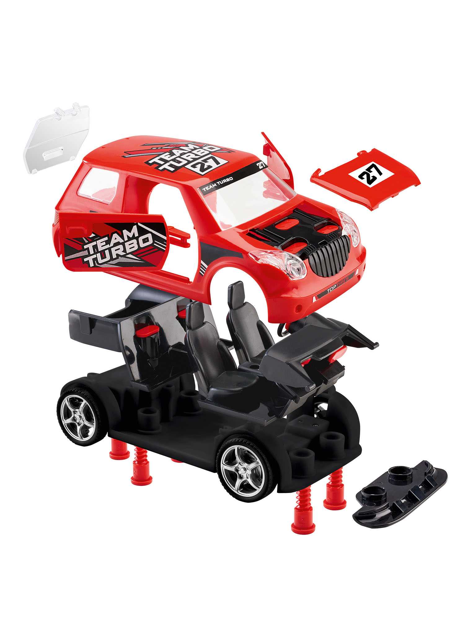 First Construction auto 00910 - Pull Back Rallye Car (červené) (1:20)