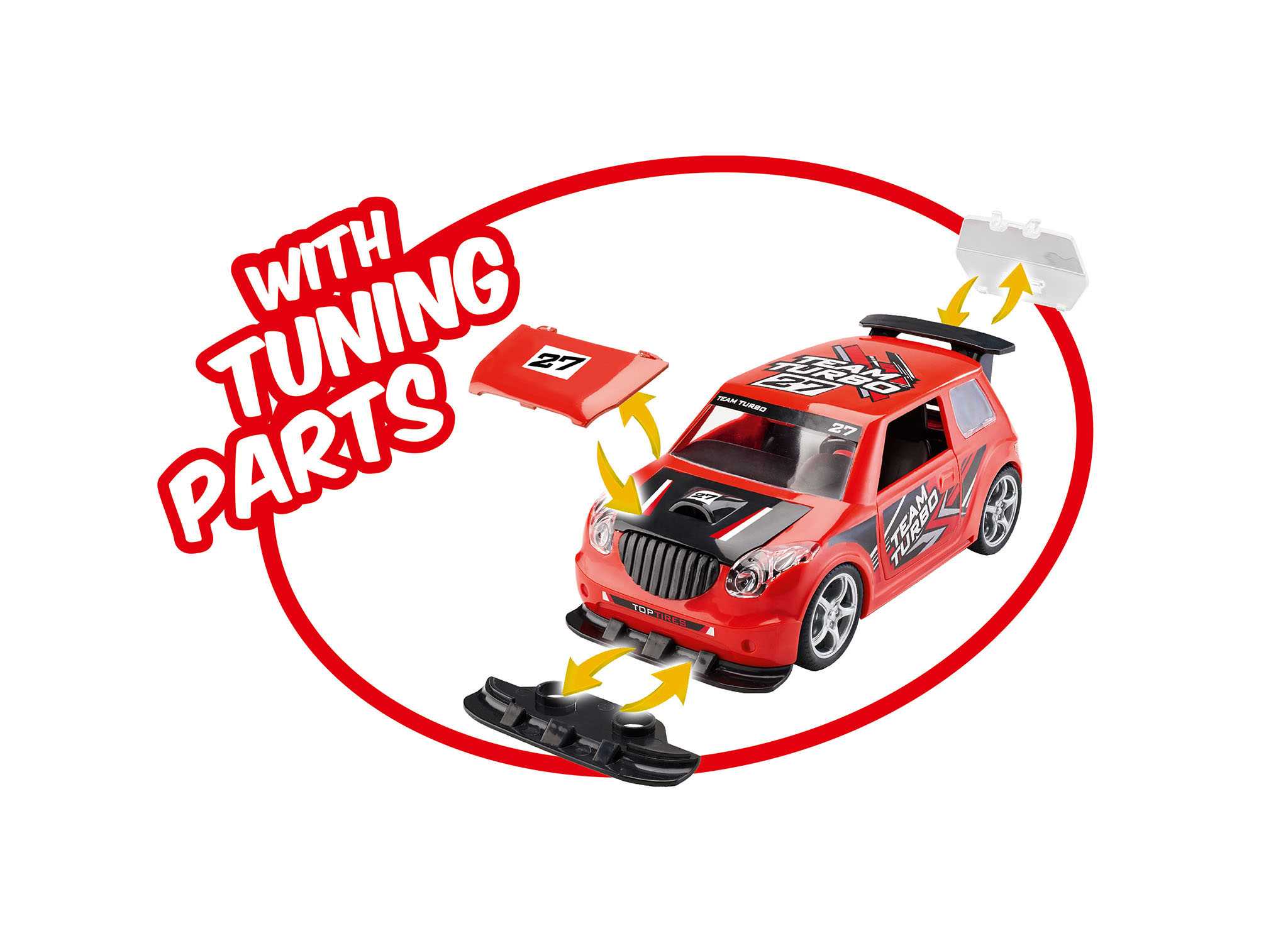 First Construction auto 00910 - Pull Back Rallye Car (červené) (1:20)