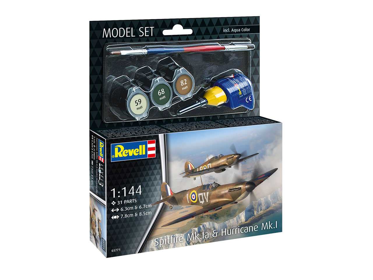 ModelSet letadlo 63771 - Spitfire Mk.Ia & Hurricane Mk.I (1:144)