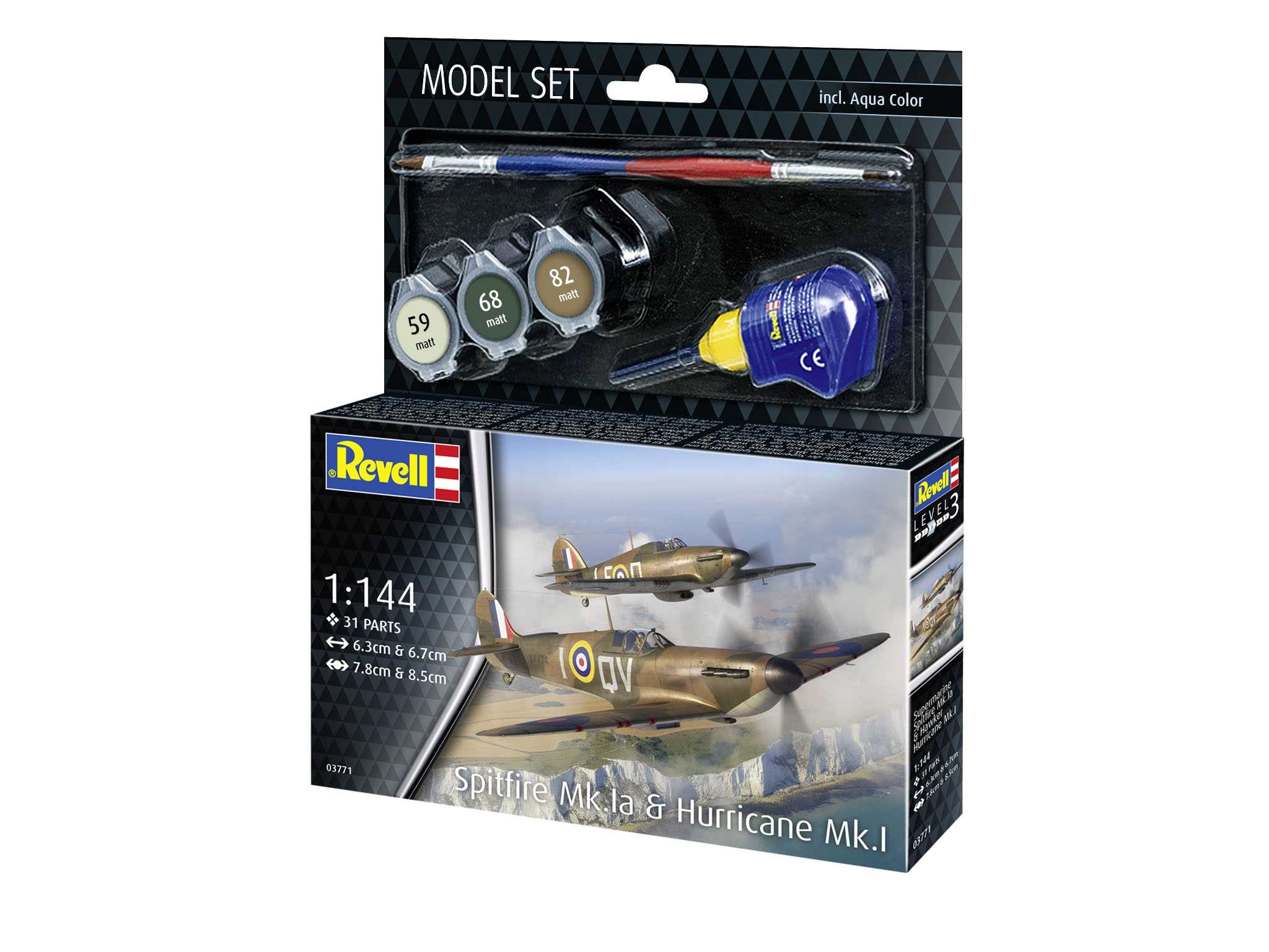 ModelSet letadlo 63771 - Spitfire Mk.Ia & Hurricane Mk.I (1:144)
