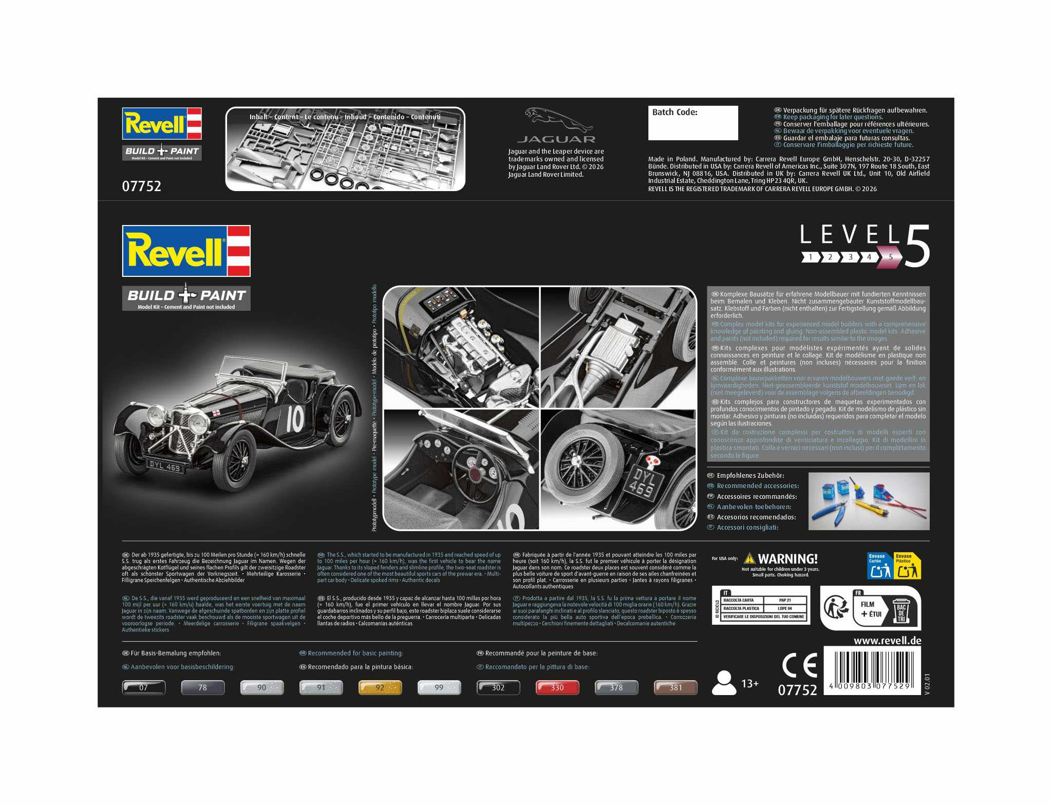 Plastic ModelKit auto 07752 - Jaguar SS 100 (1:32)