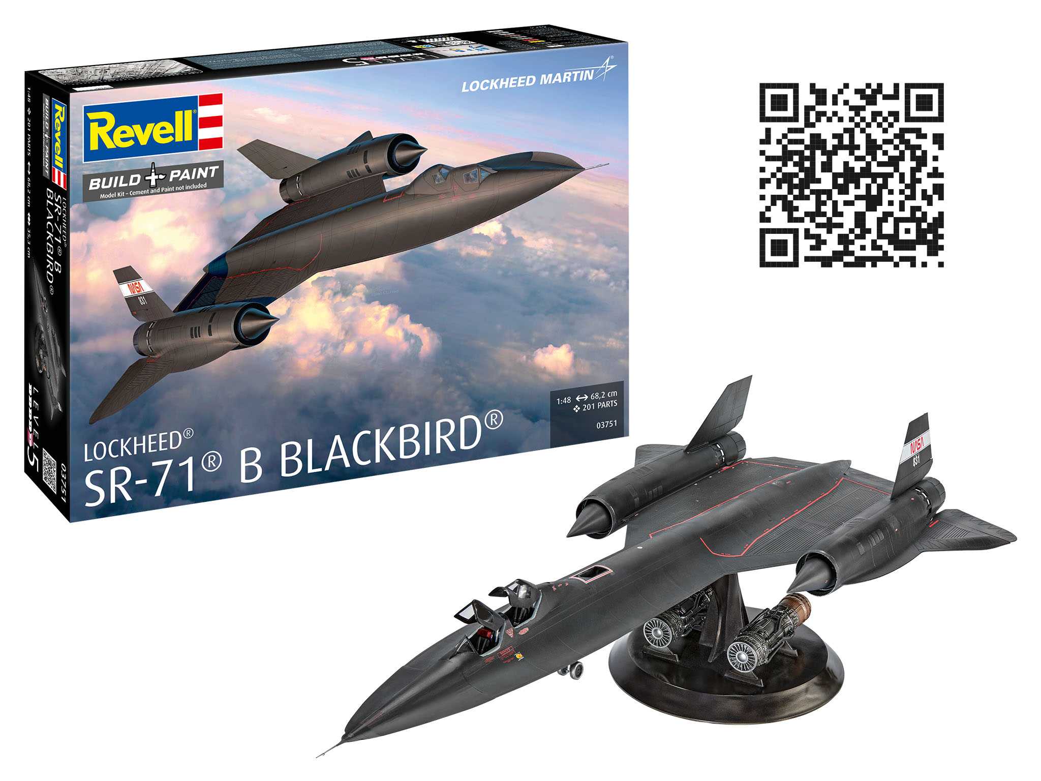 Plastic ModelKit letadlo 03751 - Lockheed SR-71B Blackbird (1:48)