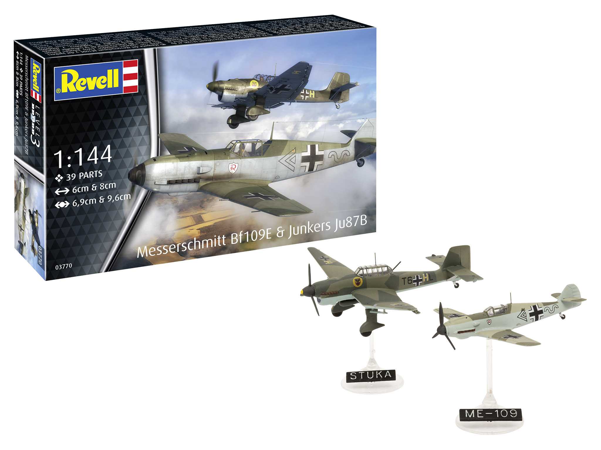 Plastic ModelKit letadlo 03770 - Messerschmitt Bf109E & Junkers Ju87B Stuka (1:144)