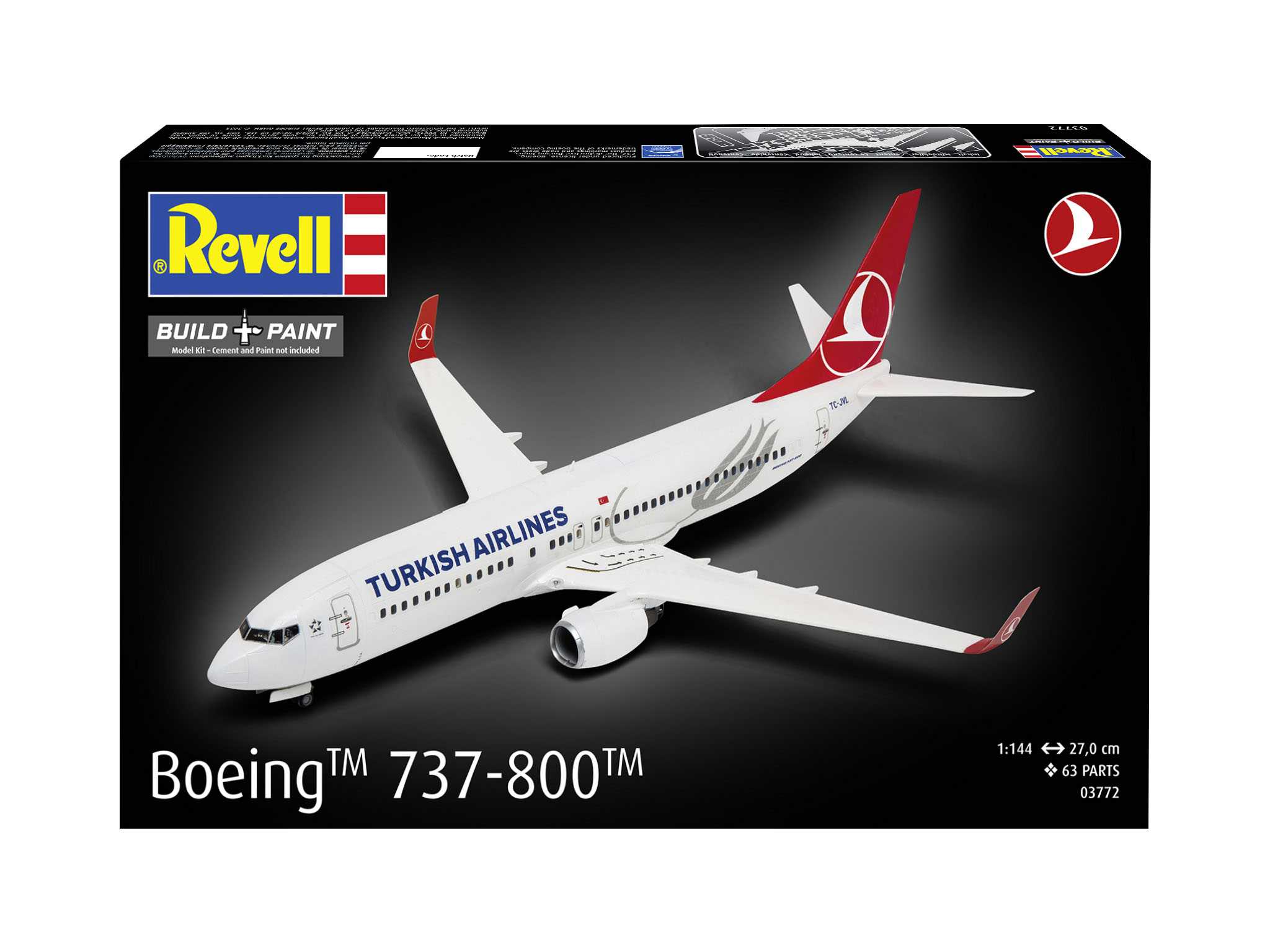 Plastic ModelKit letadlo 03772 - Boeing 737-800 "Turkish Airlines" (1:144)