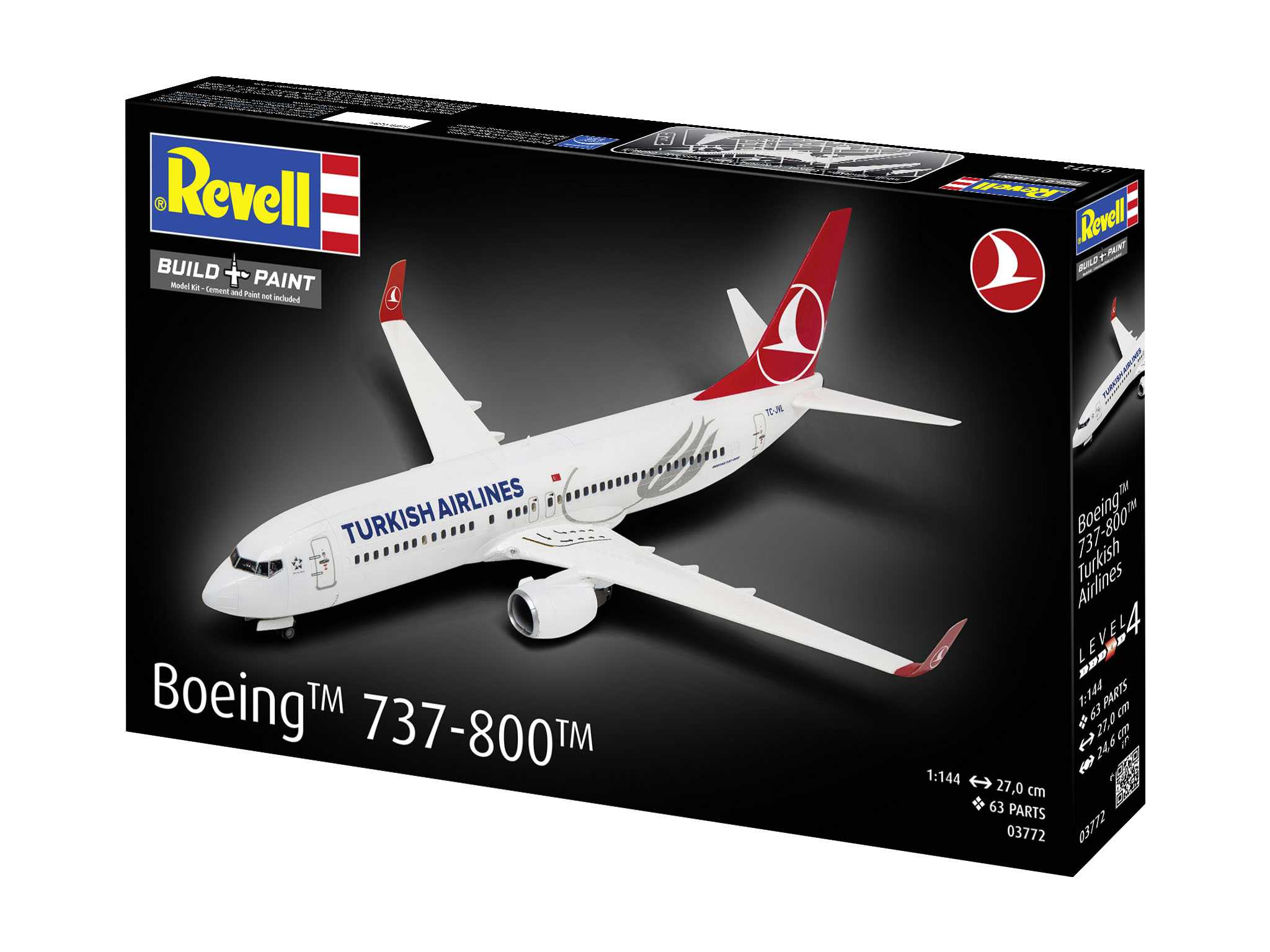 Plastic ModelKit letadlo 03772 - Boeing 737-800 "Turkish Airlines" (1:144)