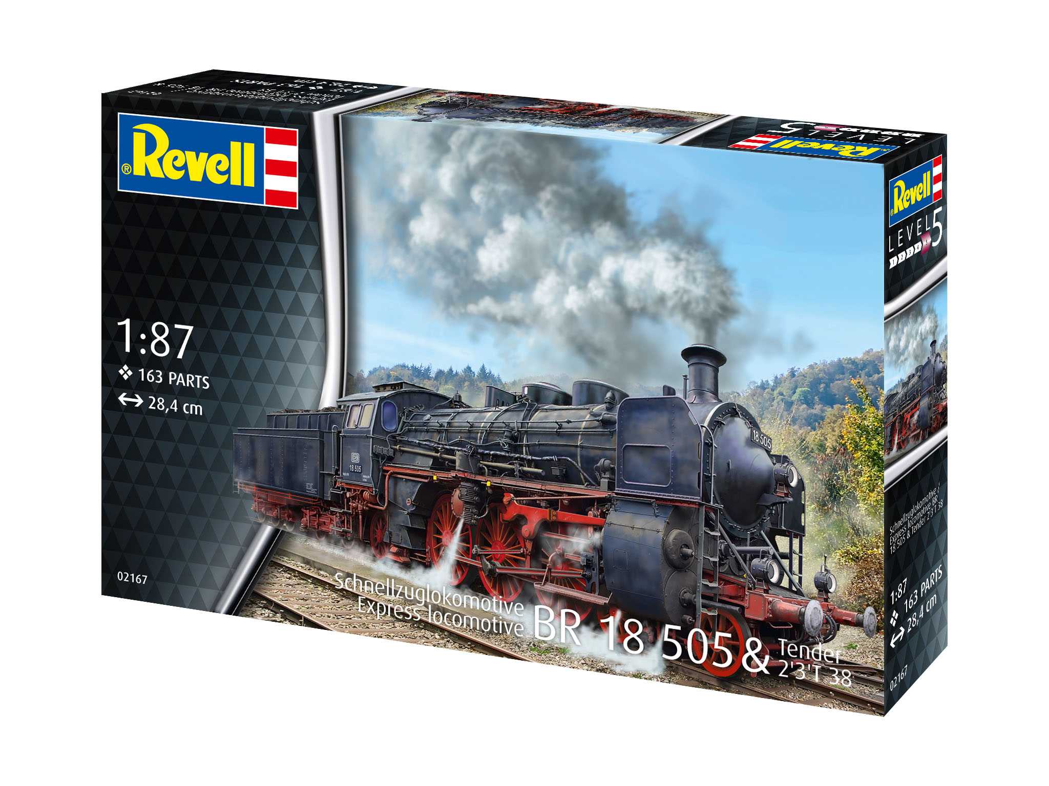 Plastic ModelKit lokomotiva 02167 - Express Locomotive BR 18 505 with Tender 2'3' T38 (1:87)