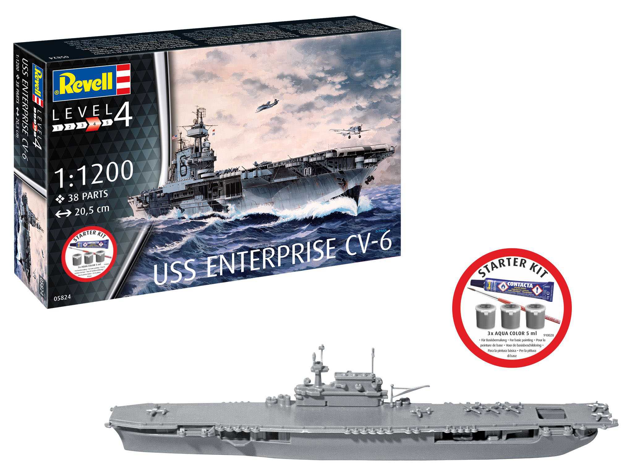 Starter Kit loď 75824 - USS Enterprise CV-6 (1:1200)