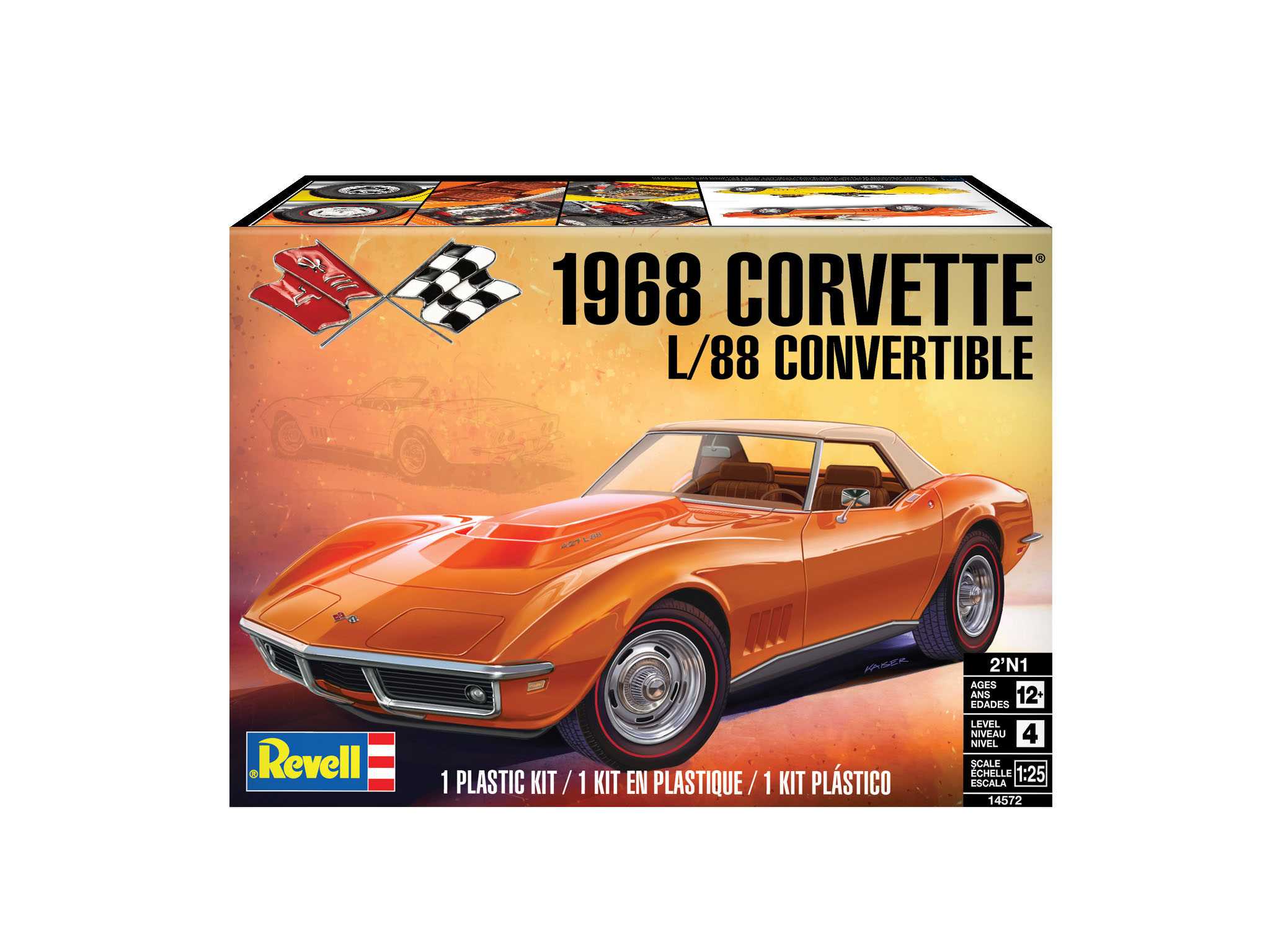 Plastic ModelKit MONOGRAM auto 4572 - '68 Corvette L-88 Roadster (1:25)