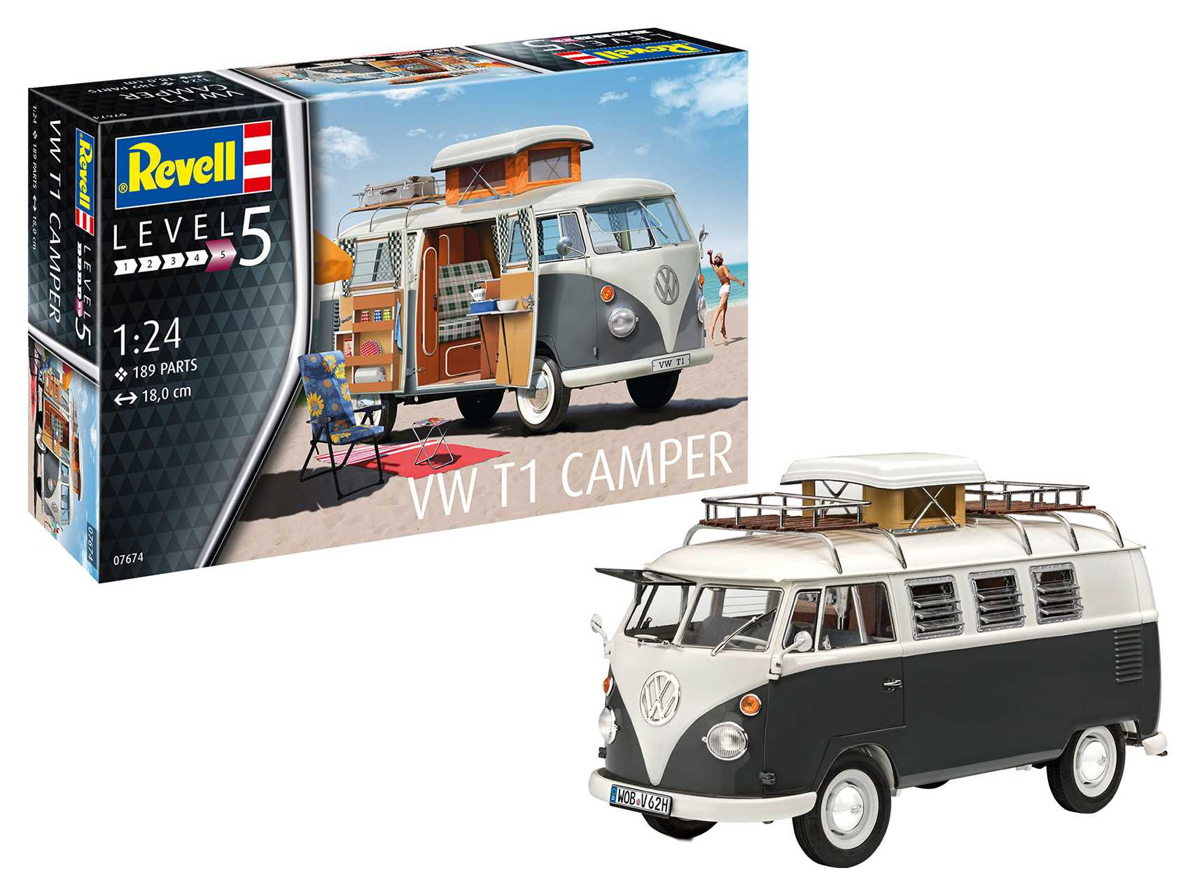 Plastic ModelKit auto 07674 - VW T1 Camper (1:24)