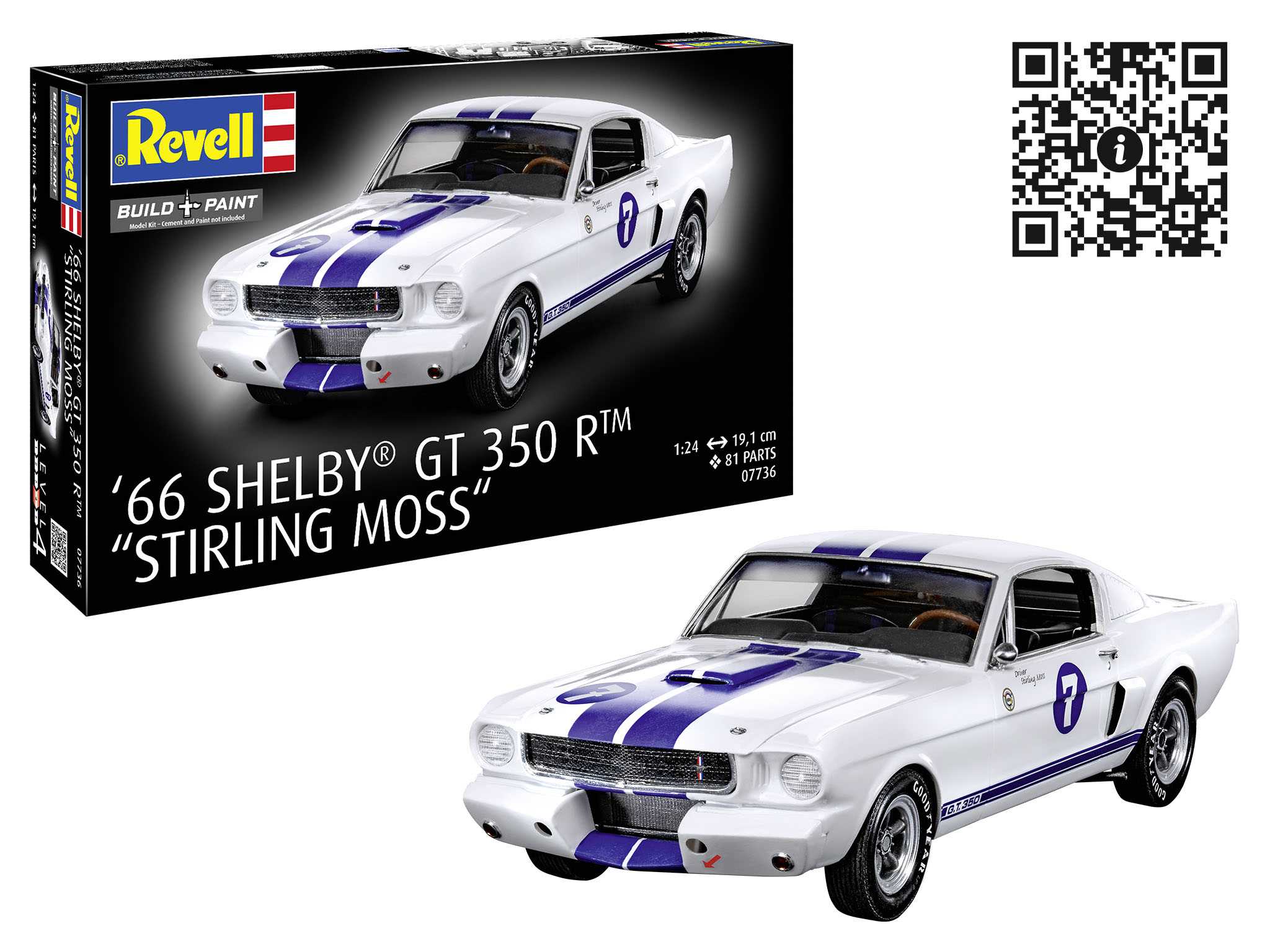 Plastic ModelKit auto 07736 - 1966 Shelby GT 350 R "Stirling Moss" (1:24)
