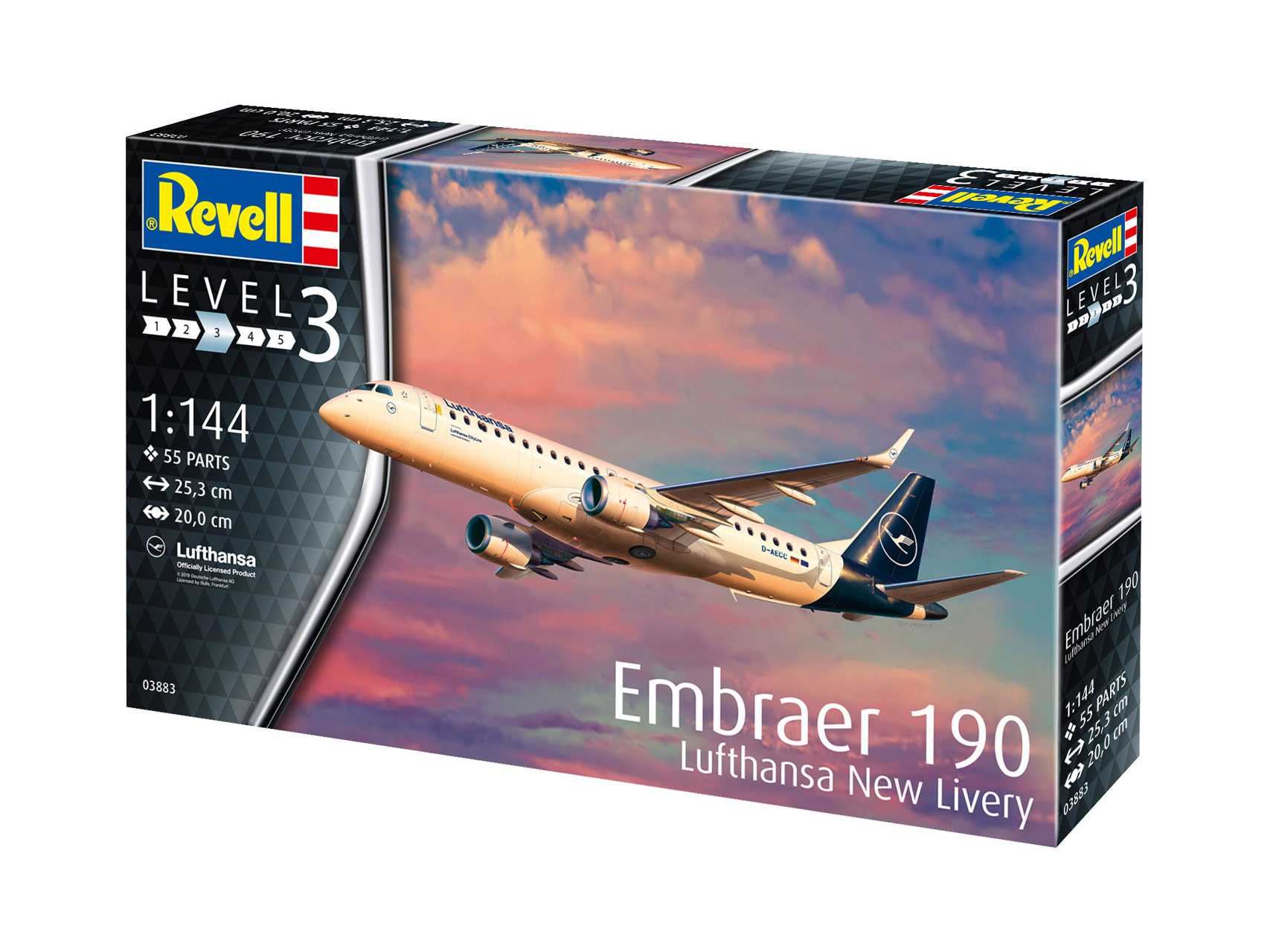 Plastic ModelKit letadlo 03883 - Embraer 190 Lufthansa New Livery (1:144)