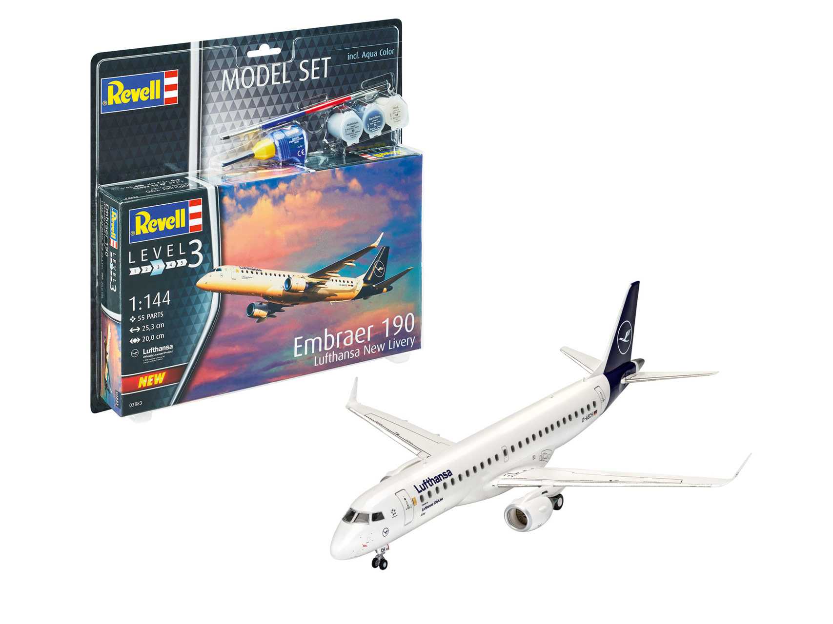 Plastic ModelKit letadlo 03883 - Embraer 190 Lufthansa New Livery (1:144)
