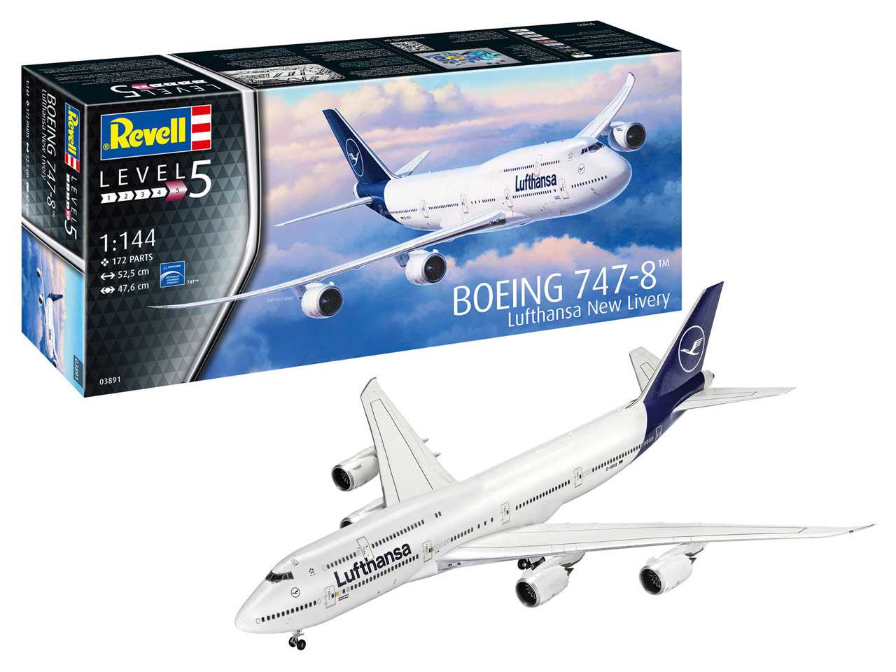 Plastic ModelKit letadlo 03891 - Boeing 747-8 Lufthansa "New Livery" (1:144)