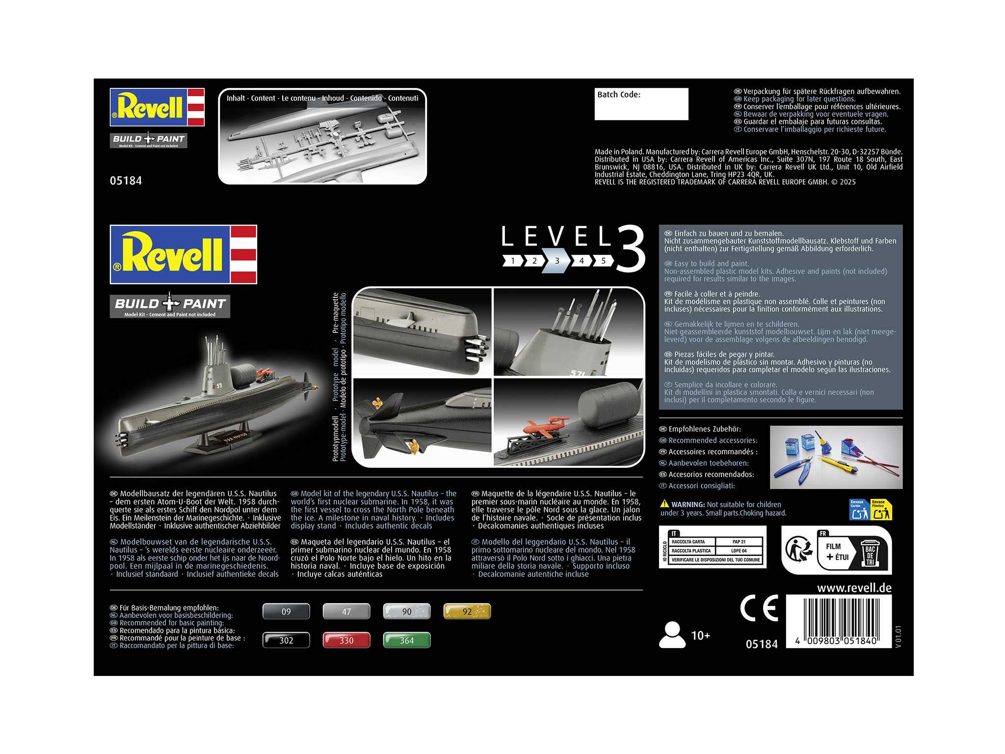 Plastic ModelKit ponorka 05184 - U.S.S. Nautilus (1:305)