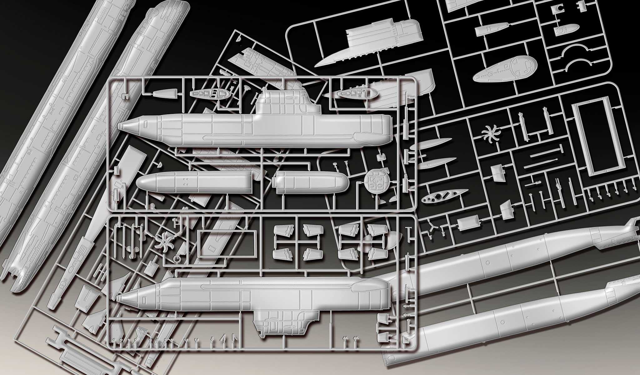 Plastic ModelKit ponorky 05186 - 70 Years Bundeswehr:Wilhelm Bauer,Type 206A,Class2 (1:144)