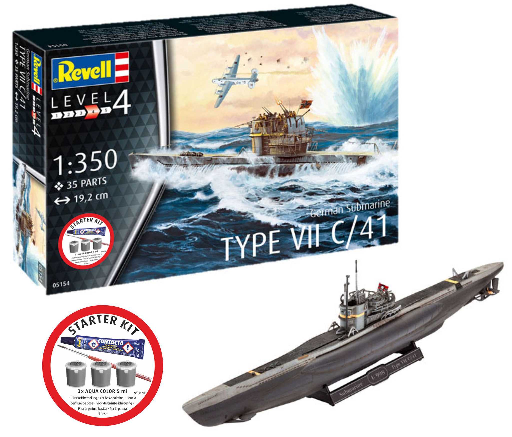 Starter Kit ponorka 75154 - German Submarine Type (1:350)
